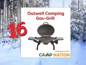 Camping Adventskalender Tür 16 mit einem Camping-Grill