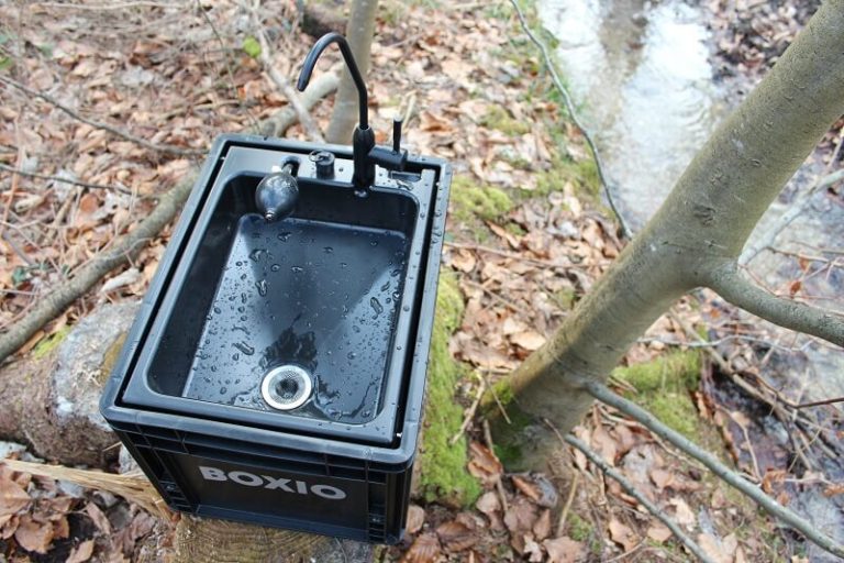 Produktbild von Ausgussbecken Kunststoff, Ausgussbecken Waschbecken, Kleine Hängewaschbecken Mit Entwässerungszubehör, Wohnmobil Waschbecken Für Camping Garten Keller Baustellen WC (Grau
