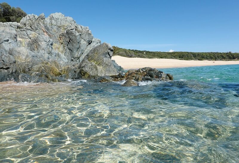Korsika Campingplatz Strand und klares Wasser am Chez Antoine